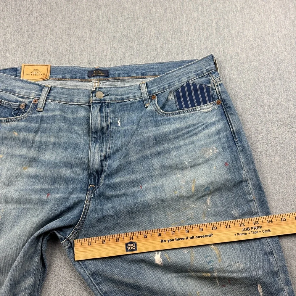 Polo Ralph Lauren Jeans Mens 40X28 Blue The Avery Boyfriend Patched Distressed